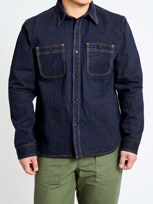 Aishibuzome Selvedge Denim Work Shirt in Indigo