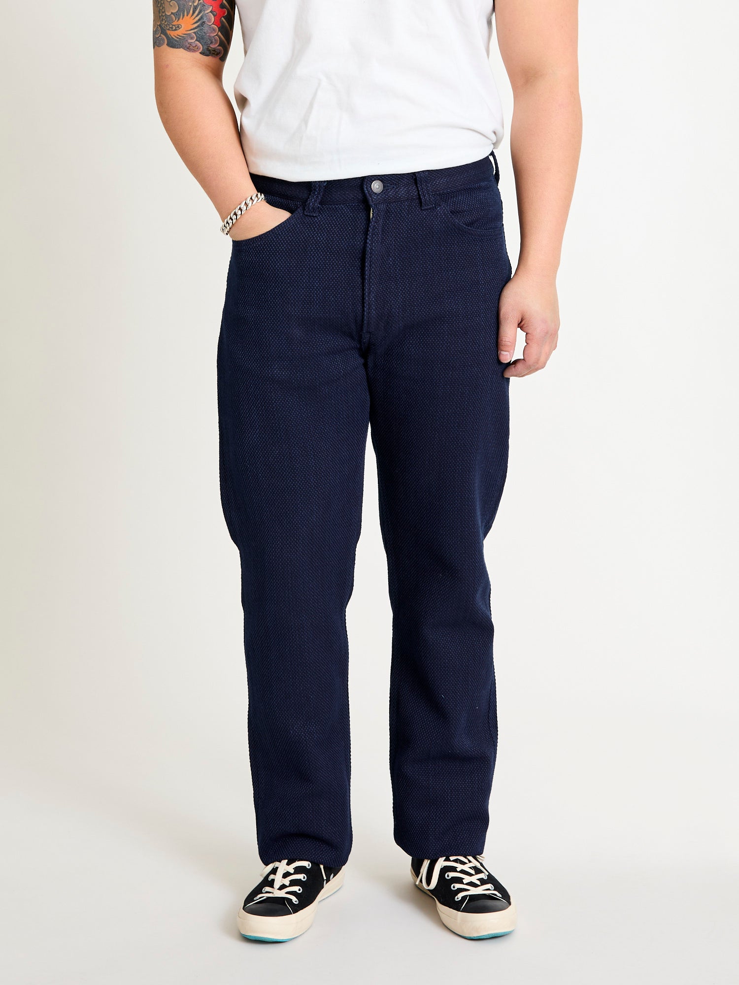Fine Sashiko Hand Dyed 5-Pocket Pants in Indigo – Blue Owl Workshop