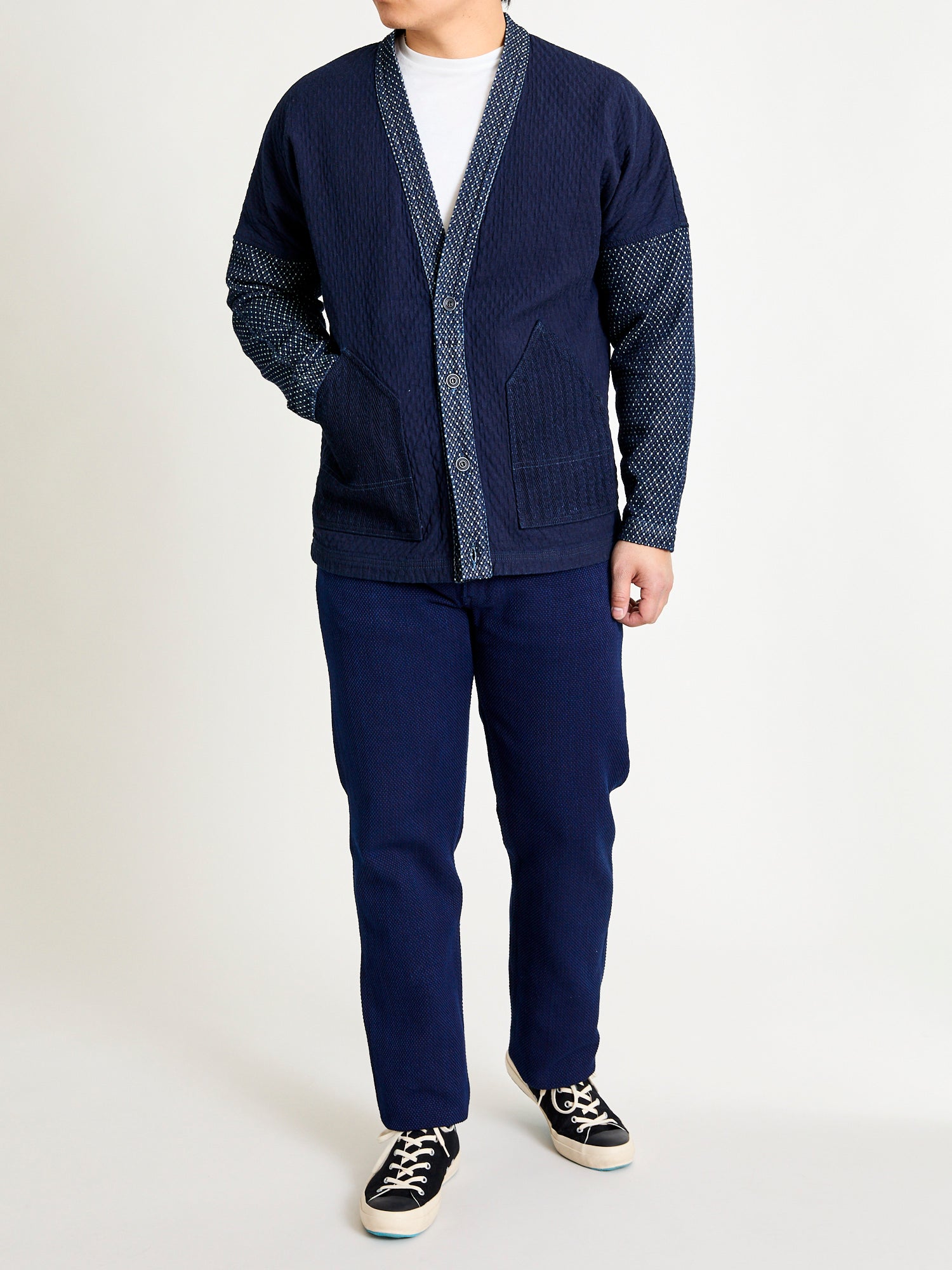 Sashiko Cardigan in Indigo Rinse – Blue Owl Workshop