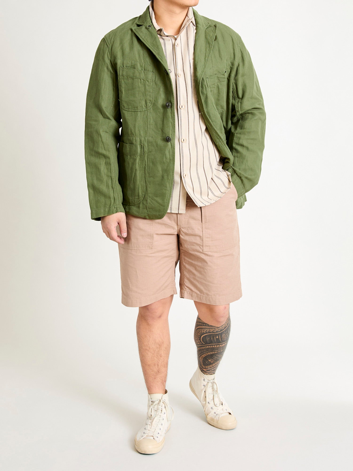 Bedford Jacket in Olive Cotton Hemp Satin – Blue Owl Workshop