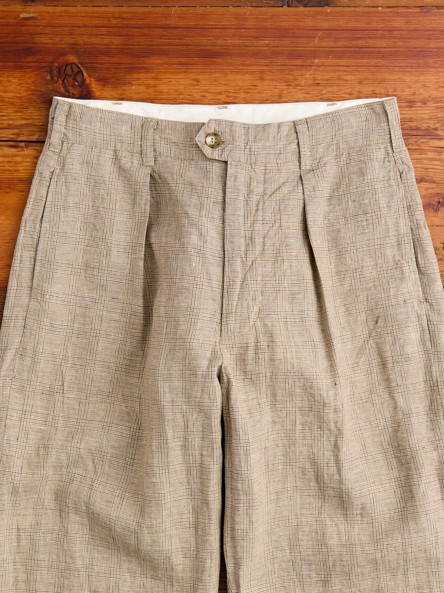 Carlyle Pants in Beige Linen Glen Plaid – Blue Owl Workshop