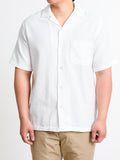 Pique Button-Up Shirt in White