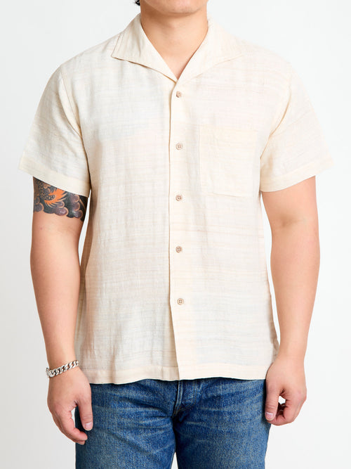 Leisure Shirt in Ivory Handloom Silk