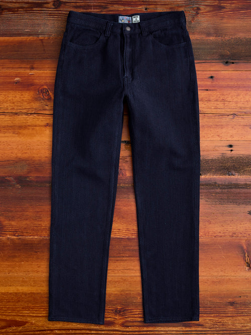 Fine Sashiko Hand Dyed 5-Pocket Pants in Indigo