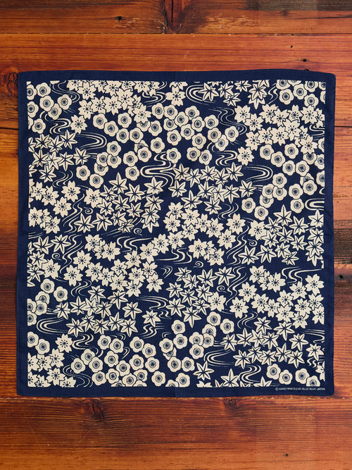 "Chiyogami-Sakura" Bandanna in Dark Navy
