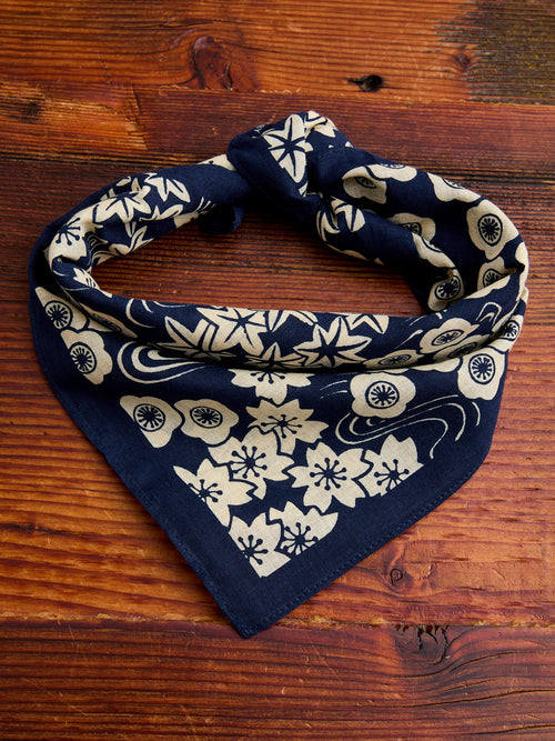 "Chiyogami-Sakura" Bandanna in Dark Navy