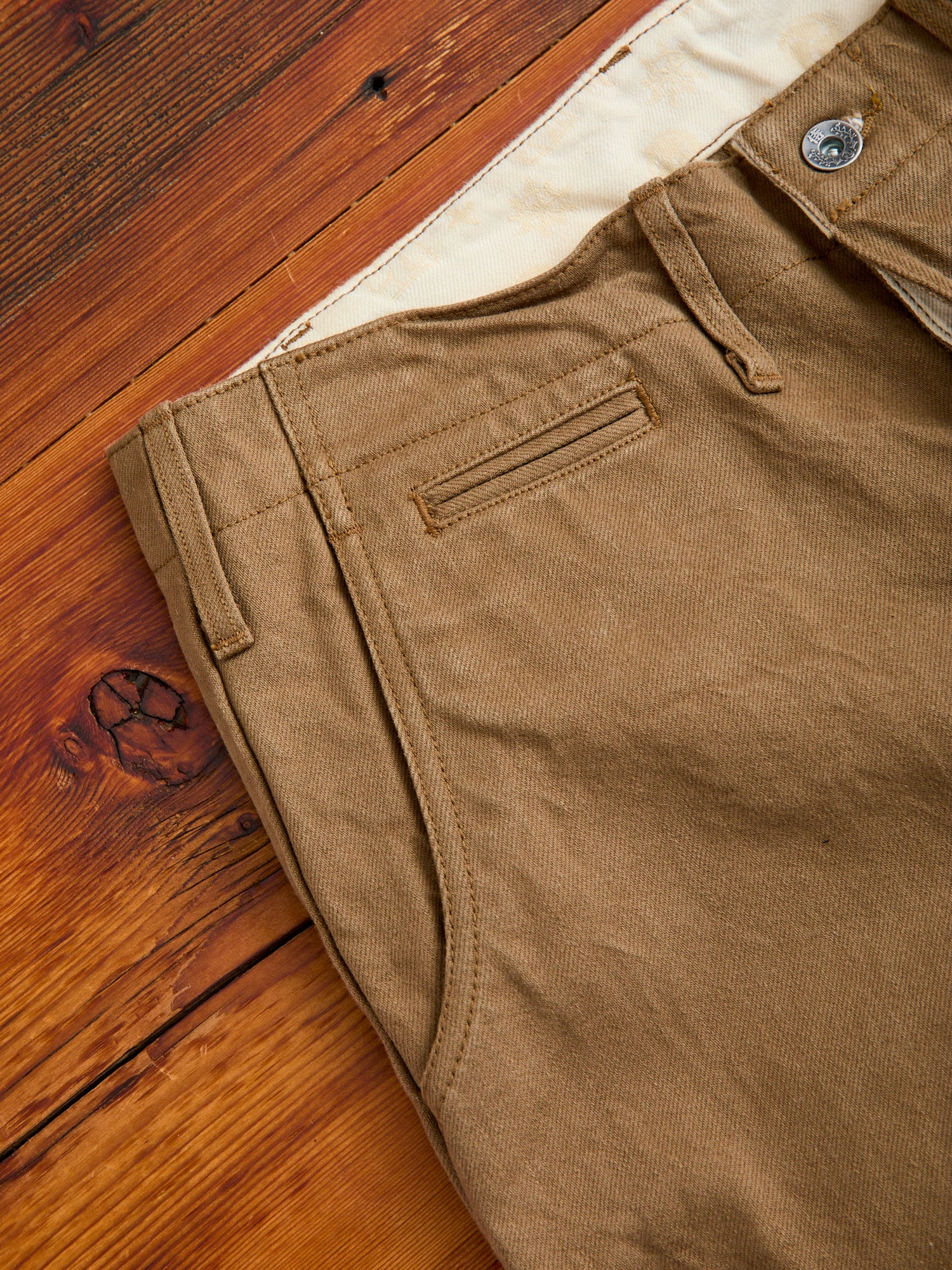 SJ452CP 15oz Selvedge Heavy Chinos in Khaki – Blue Owl Workshop
