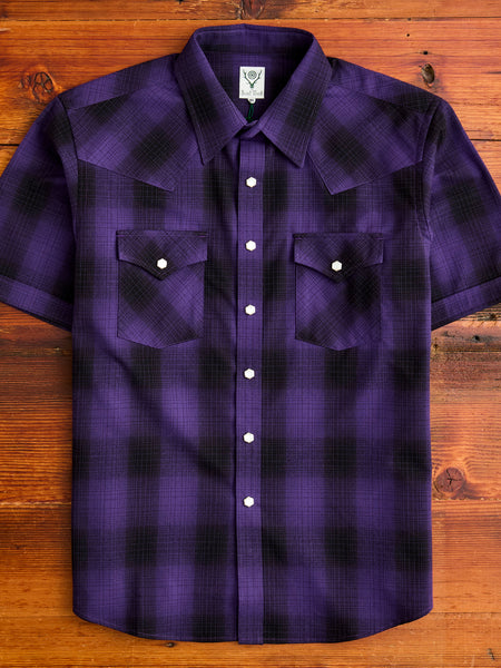 Ombre Plaid Western Shirt in Black
