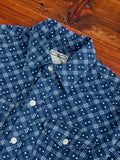 Indigo Discharge Diamond Flannel Shirt in Rinsed Indigo