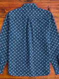 Indigo Discharge Diamond Flannel Shirt in Rinsed Indigo