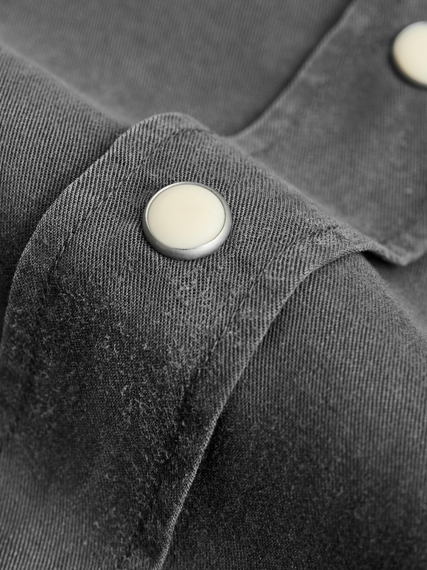 Tencel Gabardine Pearl Snap Shirt in Faded Black – Blue Owl Workshop