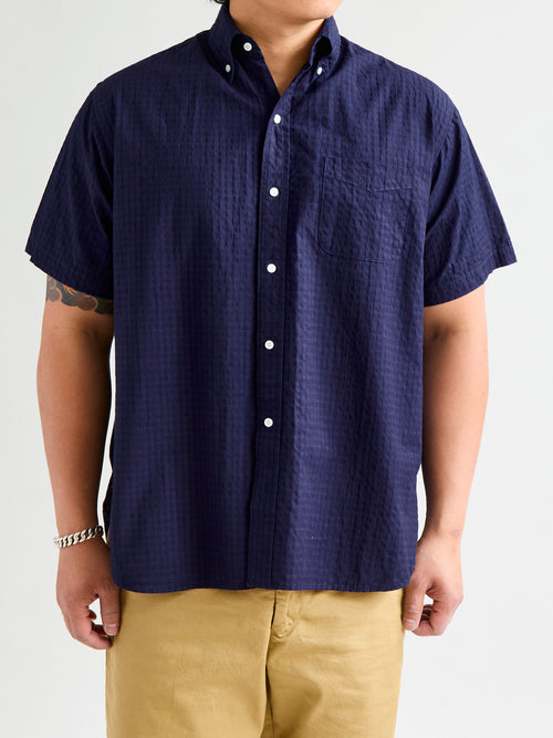 Classic Fit Short Sleeve Button-Down Shirt in Indigo Fade