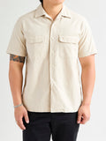 Panama Cloth Open Collar Shirt in Sand
