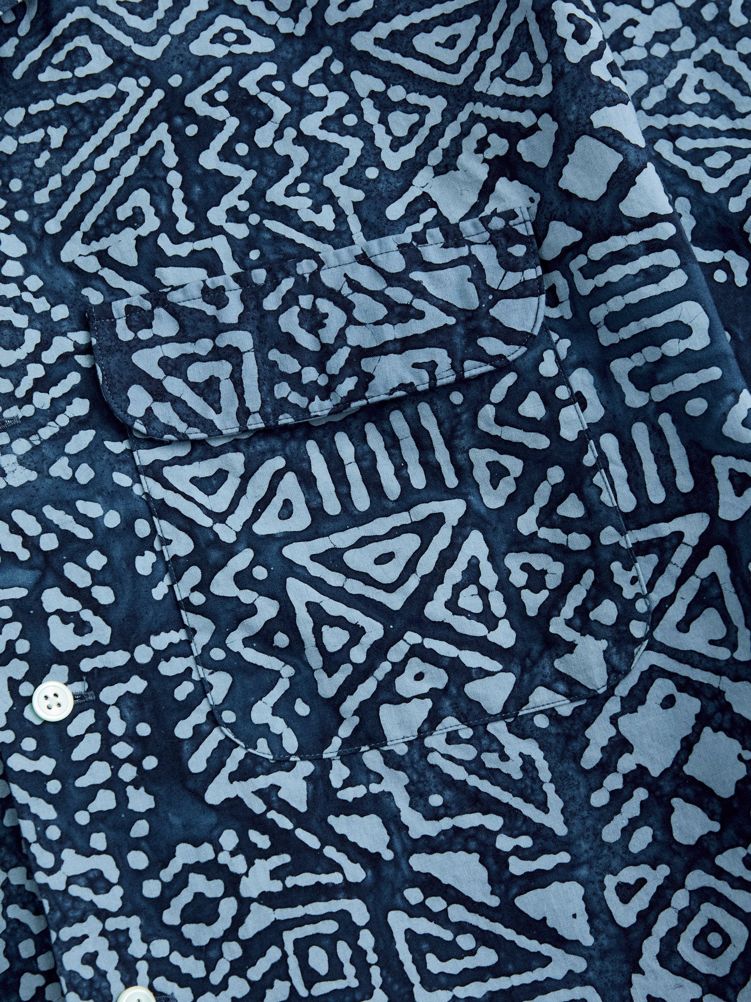 Batik Print Open Collar Shirt in Blue – Blue Owl Workshop