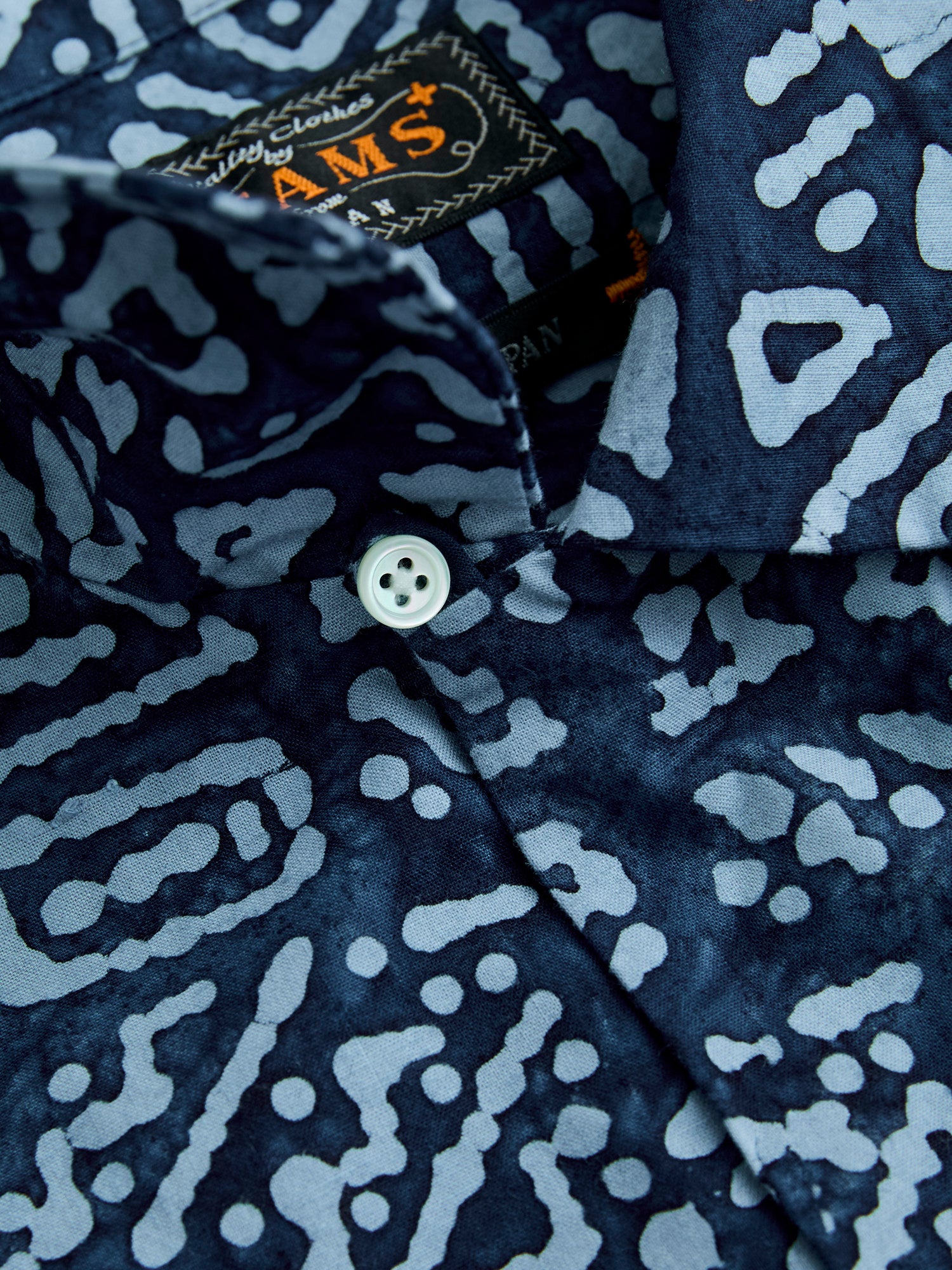 Batik Print Open Collar Shirt in Blue – Blue Owl Workshop