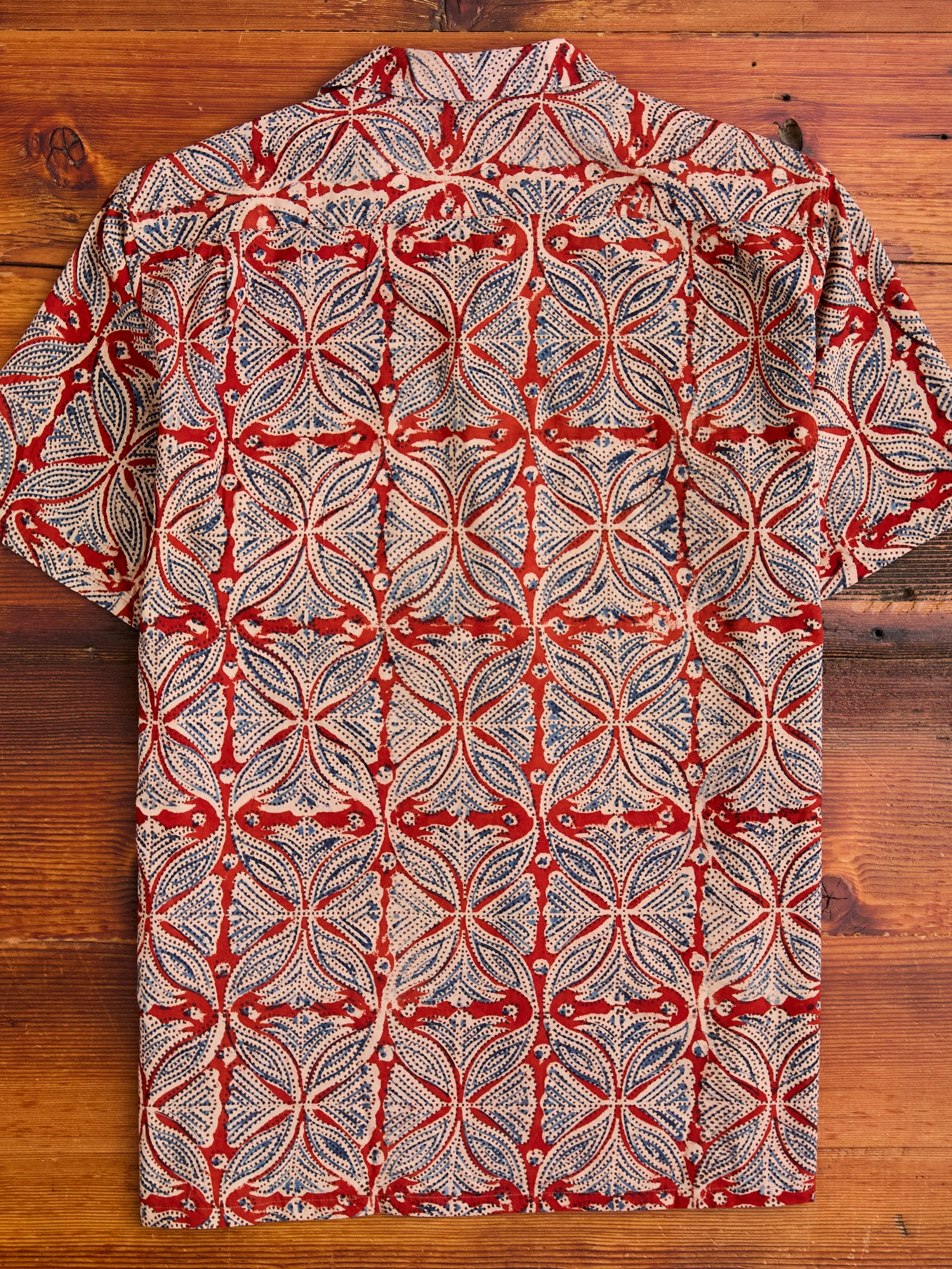 Indian Block Print Open Collar Shirt in Vermillion – Blue Owl Workshop