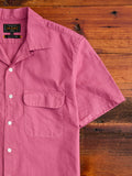 Panama Cloth Open Collar Shirt in Dusty Pink