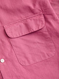Panama Cloth Open Collar Shirt in Dusty Pink