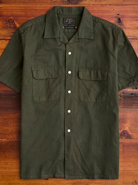 Panama Cloth Open Collar Shirt in Olive – Blue Owl Workshop