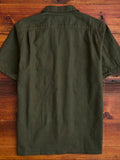Panama Cloth Open Collar Shirt in Olive