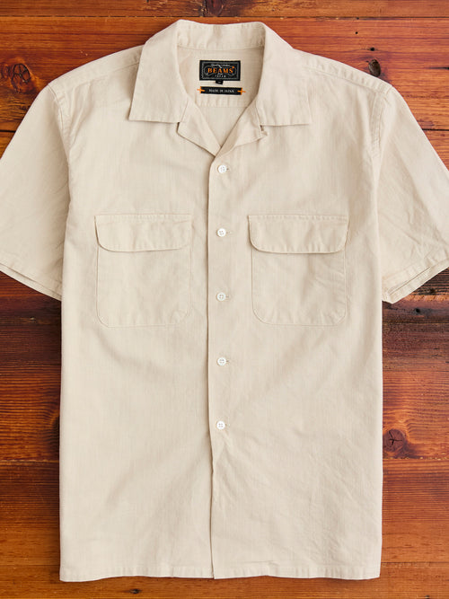Panama Cloth Open Collar Shirt in Sand