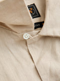 Panama Cloth Open Collar Shirt in Sand