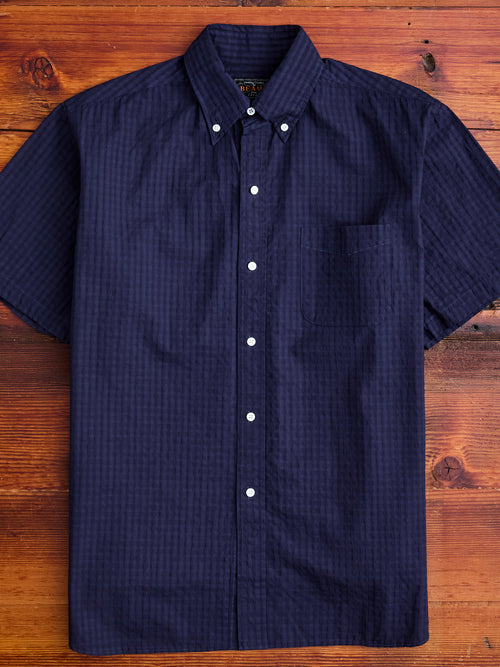 Classic Fit Short Sleeve Button-Down Shirt in Indigo Fade