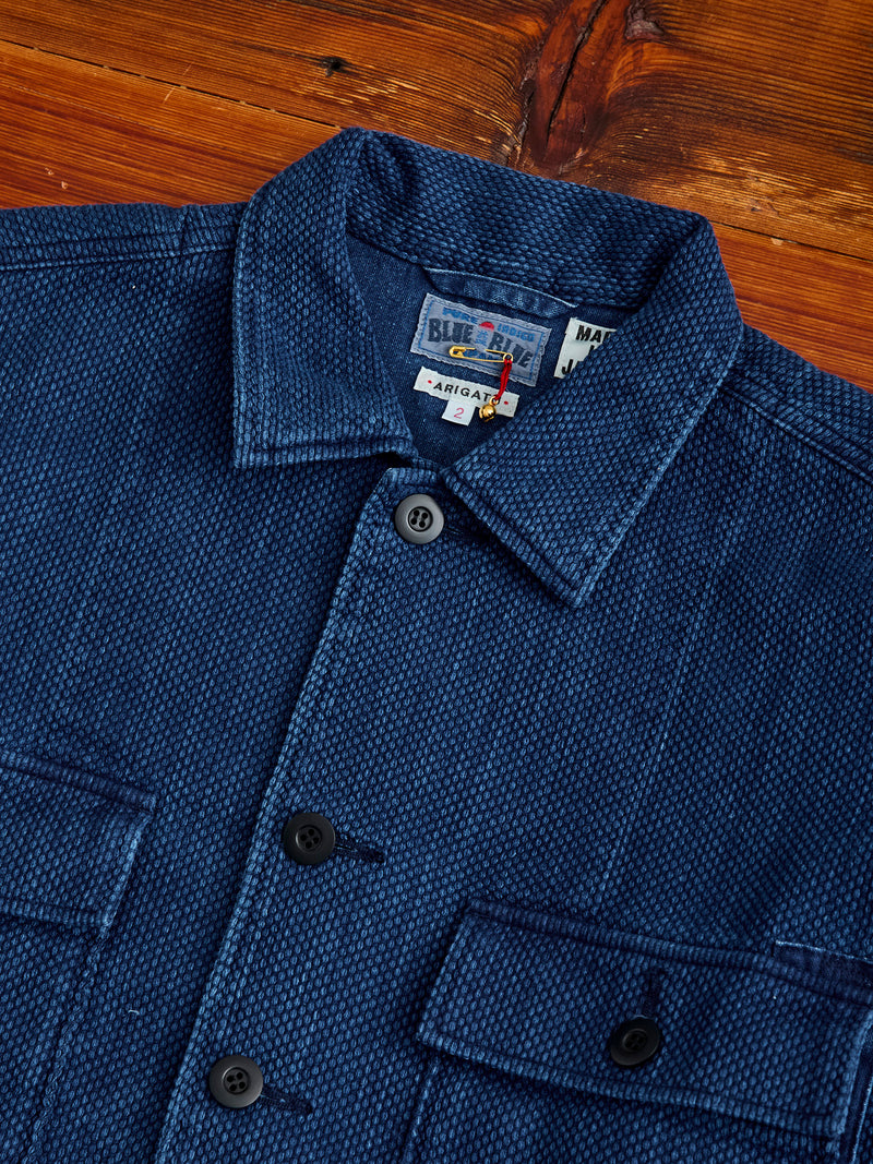 "Kasezome" Sashiko Utility Shirt in Indigo