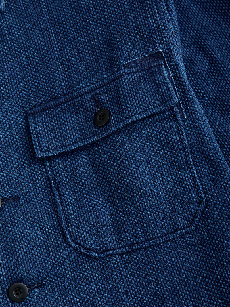 "Kasezome" Sashiko Utility Shirt in Indigo