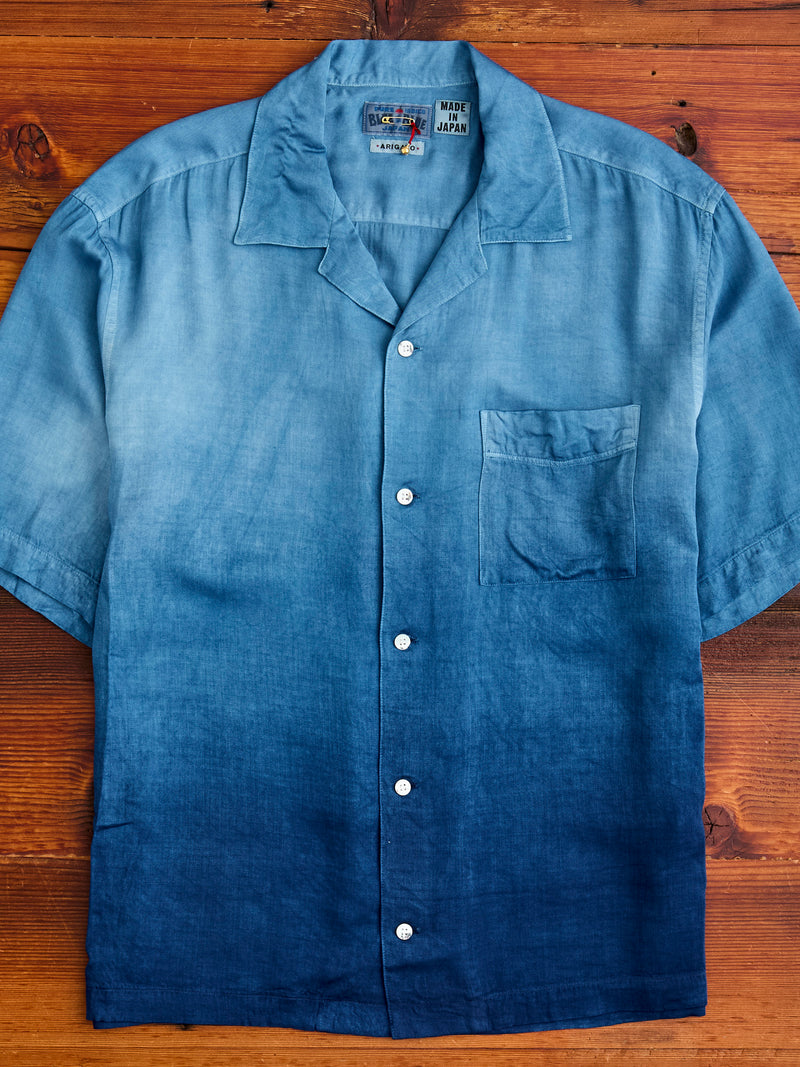 Hand-Dyed Short Sleeve Shirt in Indigo Gradient Blue Owl Workshop Hand-Dyed Short Sleeve Shirt in Indigo Gradient Blue Owl Workshop