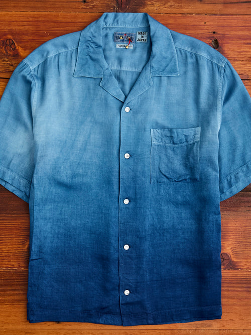 Hand-Dyed Short Sleeve Shirt in Indigo Gradient