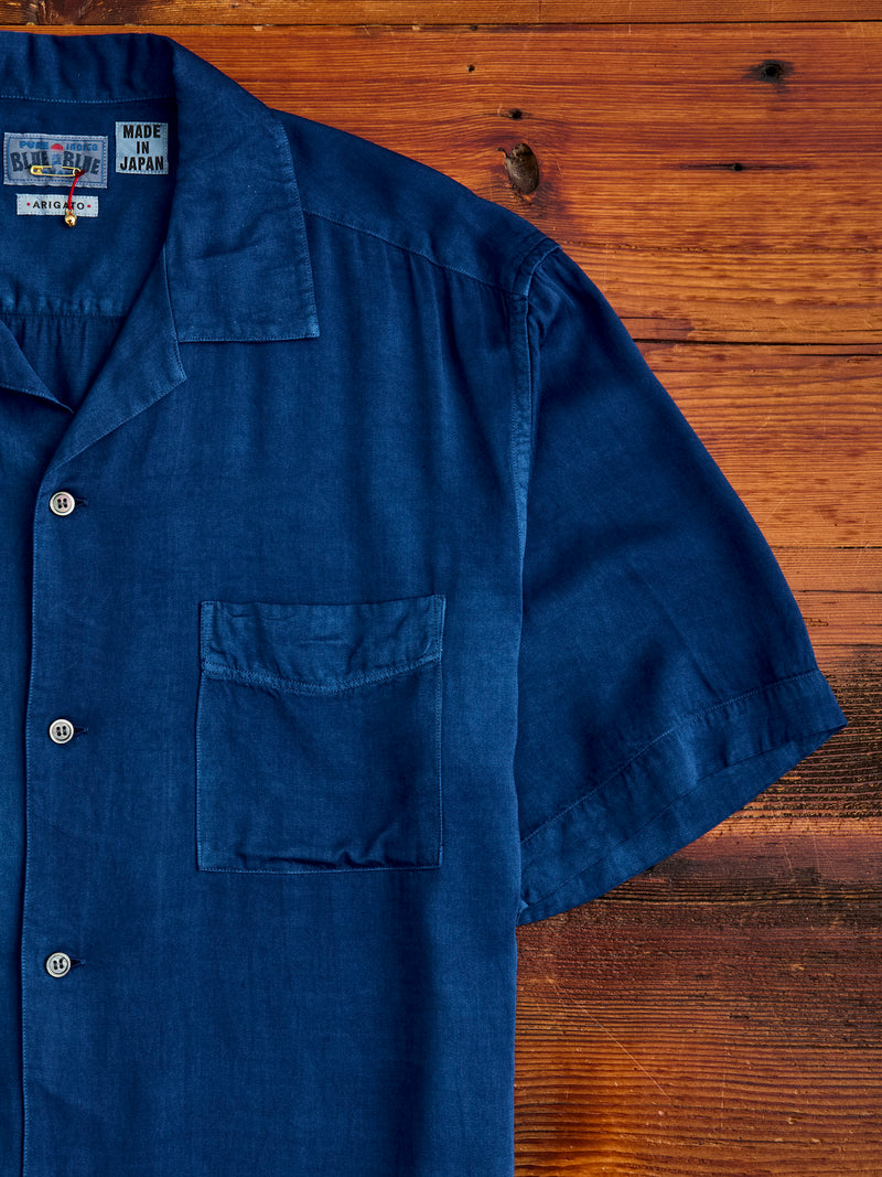 Hand-Dyed Short Sleeve Shirt in Indigo