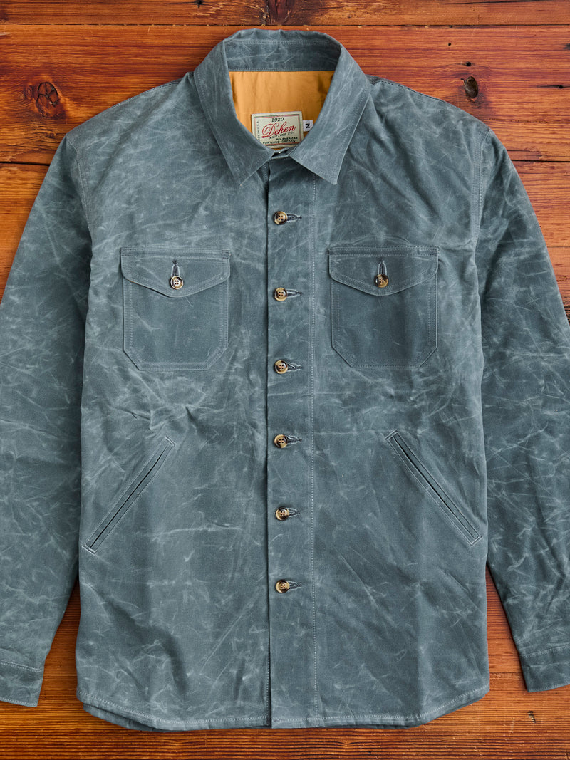 Waxed Canvas Crissman Overshirt in Harbor Blue