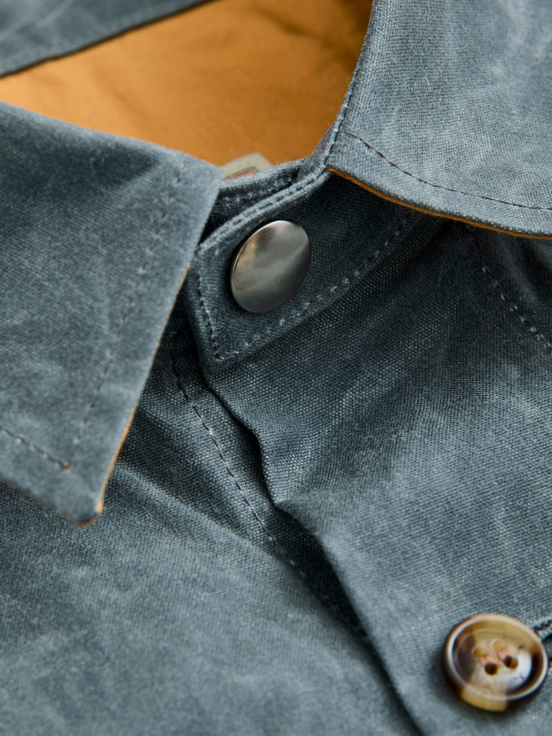 Waxed Canvas Crissman Overshirt in Harbor Blue
