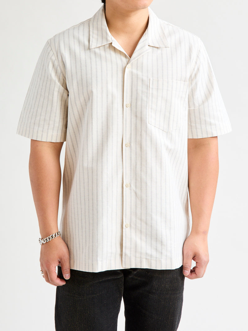 "Striped Oxford" Aloha Shirt in Ecru