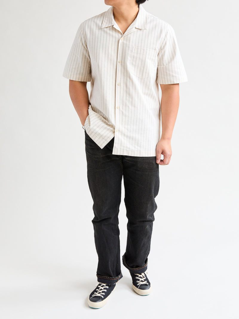 "Striped Oxford" Aloha Shirt in Ecru