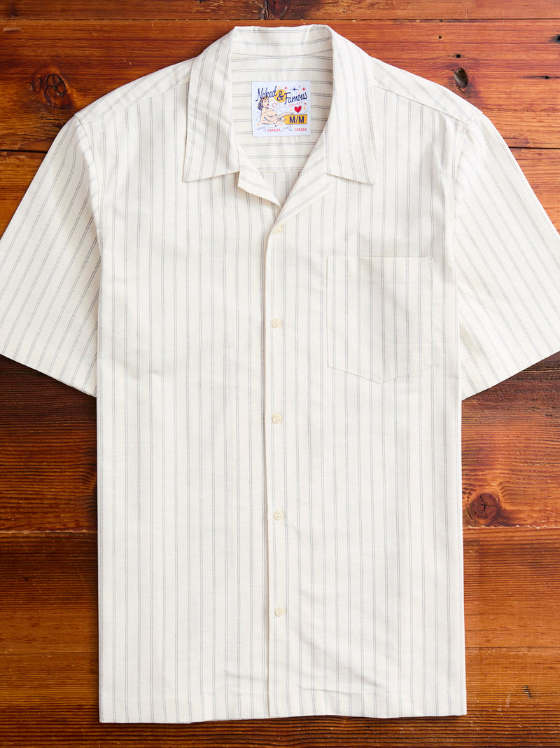 "Striped Oxford" Aloha Shirt in Ecru
