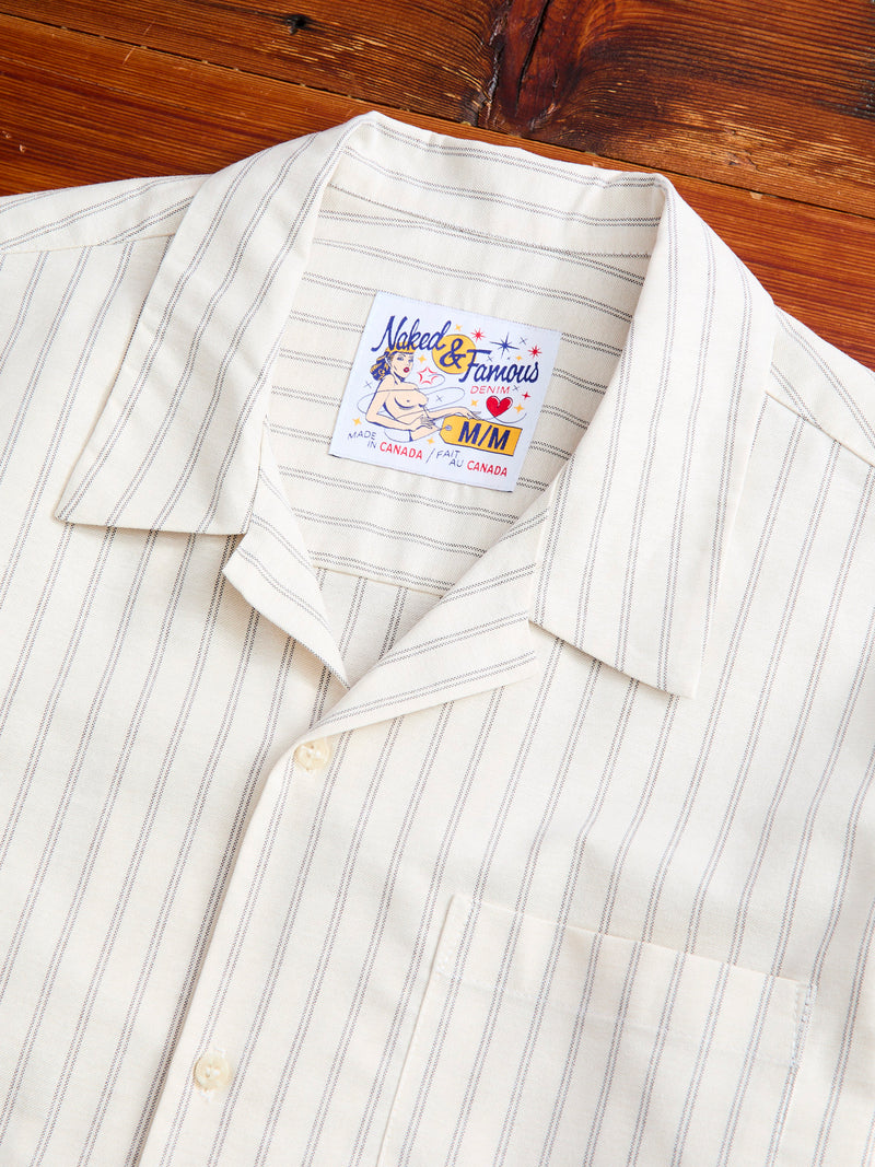 "Striped Oxford" Aloha Shirt in Ecru