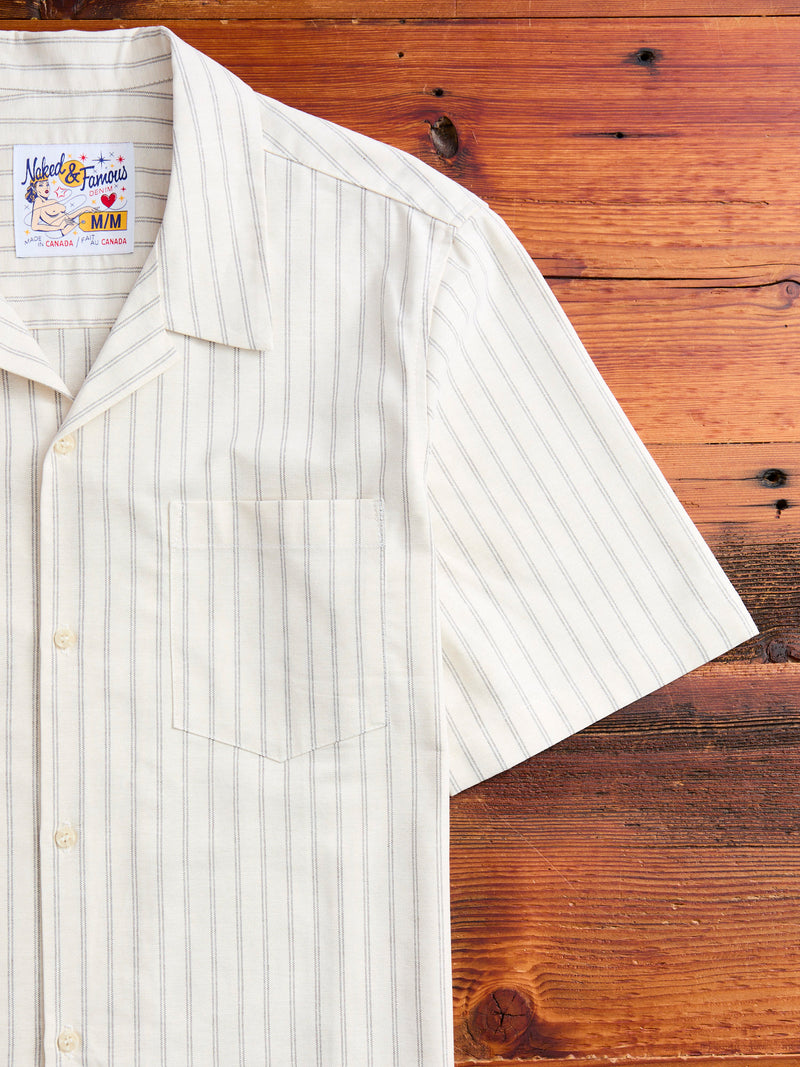 "Striped Oxford" Aloha Shirt in Ecru