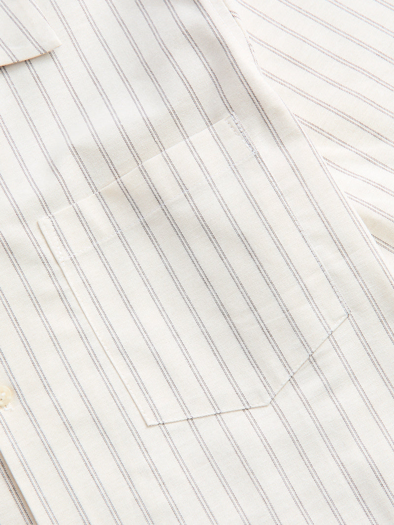 "Striped Oxford" Aloha Shirt in Ecru