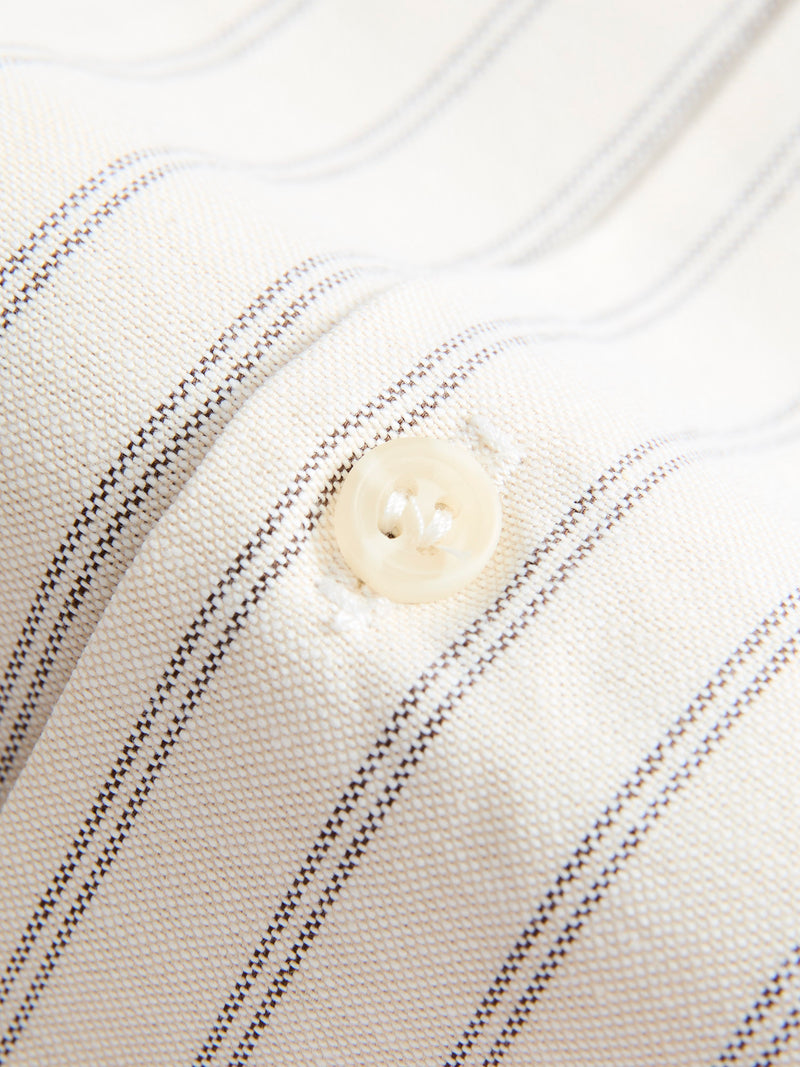 "Striped Oxford" Aloha Shirt in Ecru