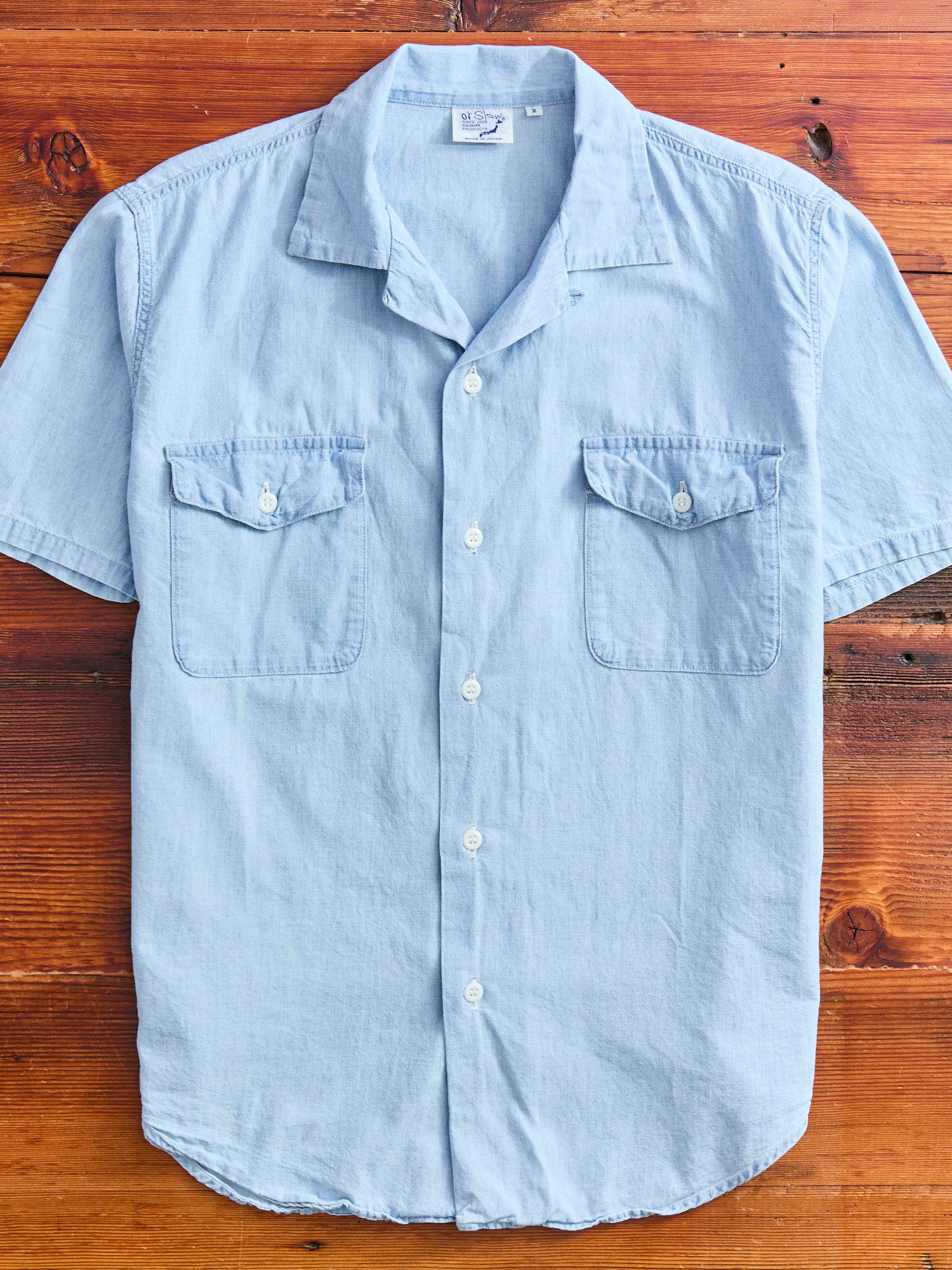 Short Sleeve Work Shirt in Chambray Bleached – Blue Owl Workshop
