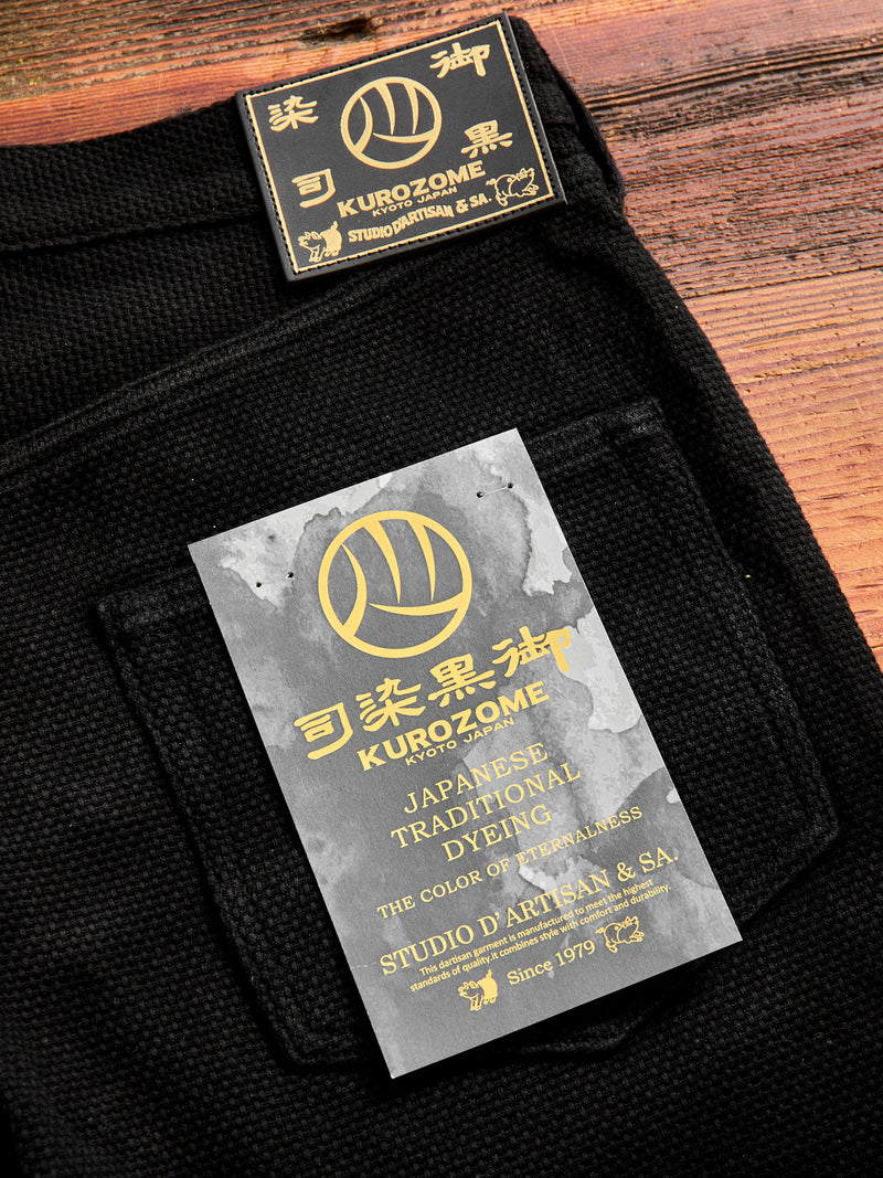 1877S "Kurozome" 14oz Deep Black Selvedge Sashiko Pants - Slim Straight Fit