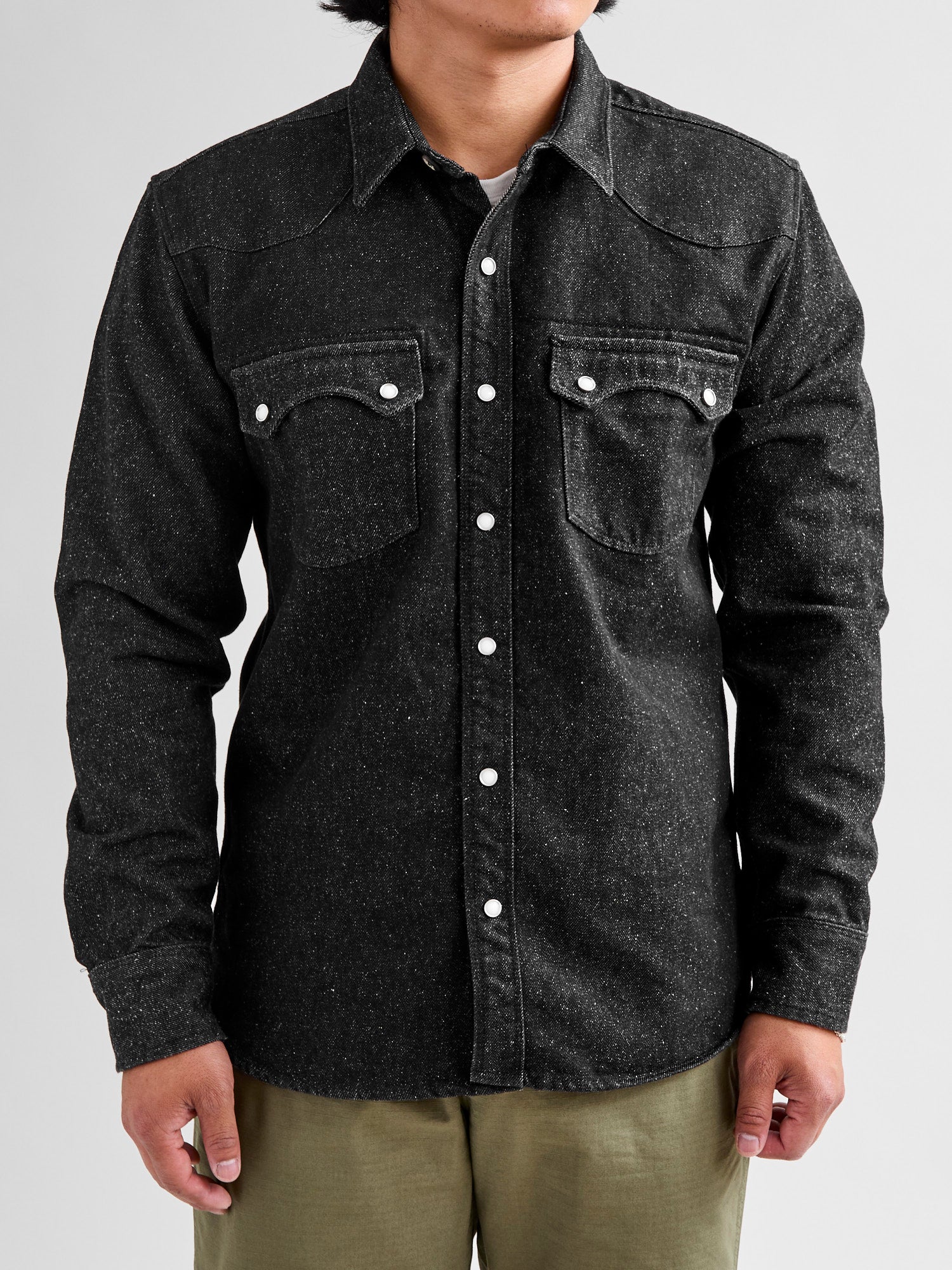 Modern Western Shirt in Black Nep Denim – Blue Owl Workshop