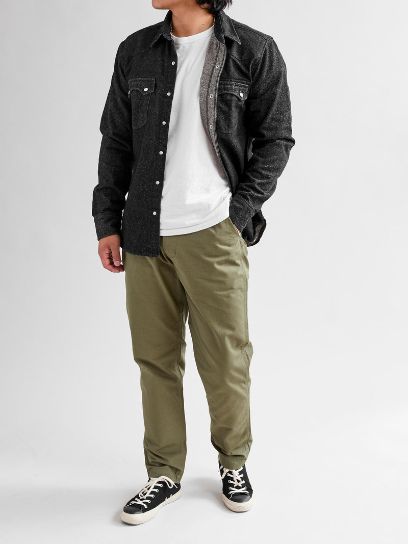 Modern Western Shirt in Black Nep Denim