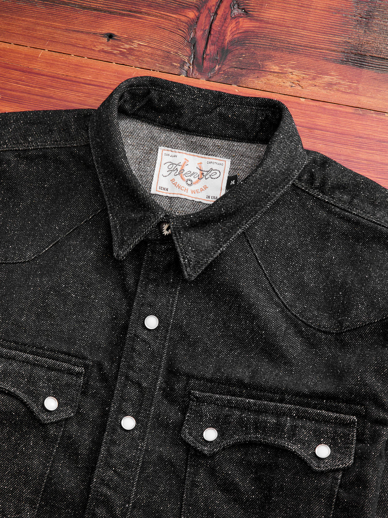 Modern Western Shirt in Black Nep Denim