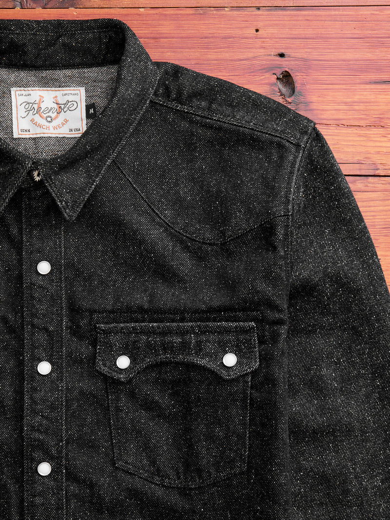 Modern Western Shirt in Black Nep Denim