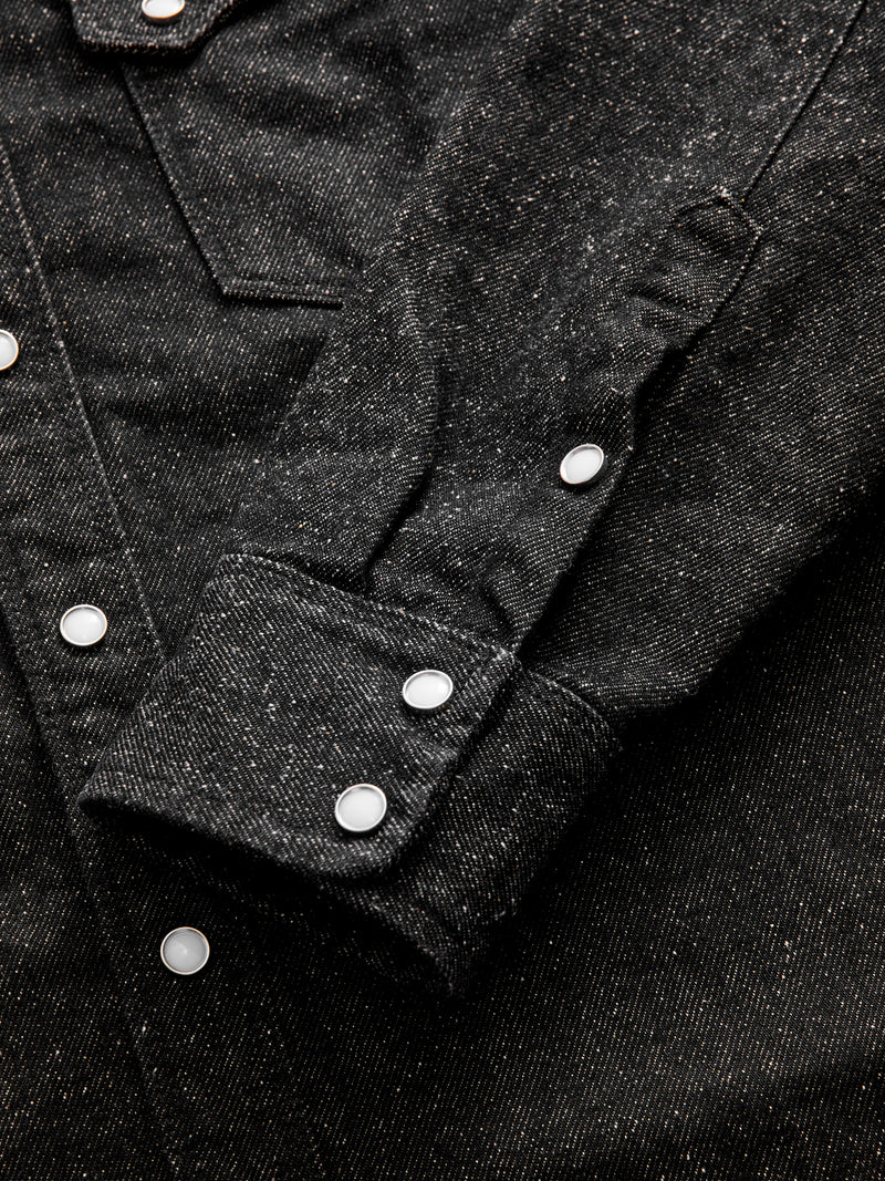 Modern Western Shirt in Black Nep Denim