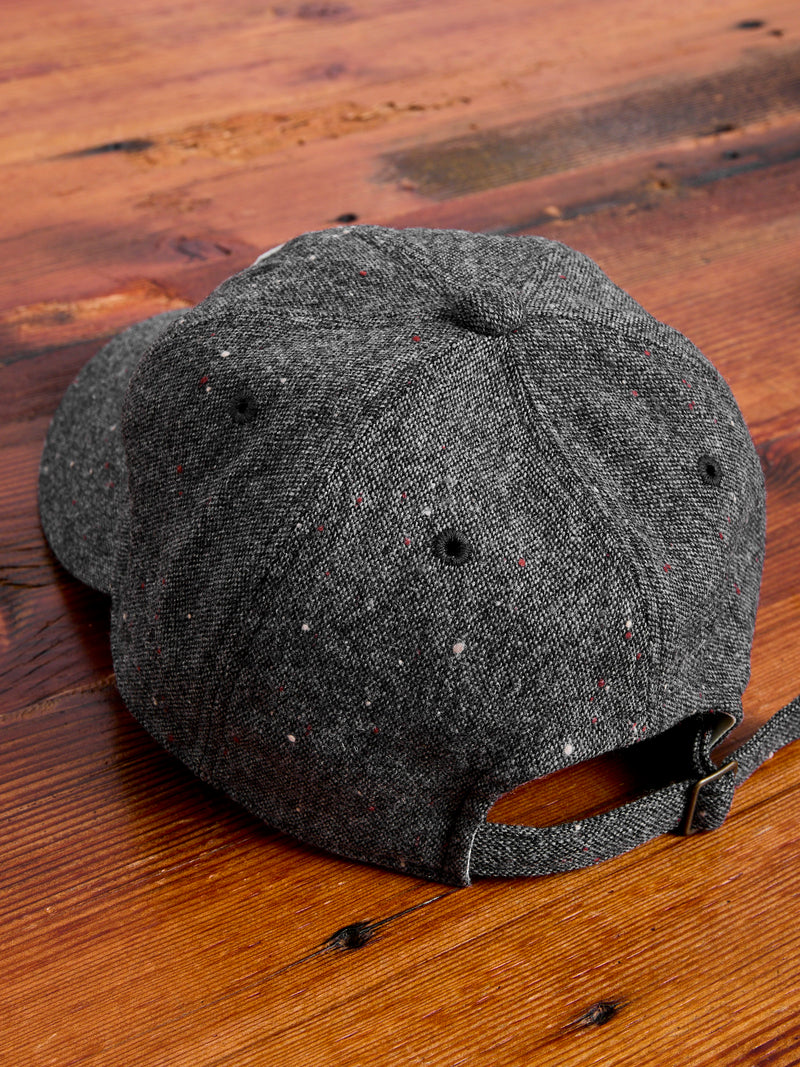 Patch Tweed Baseball Cap in Charcoal