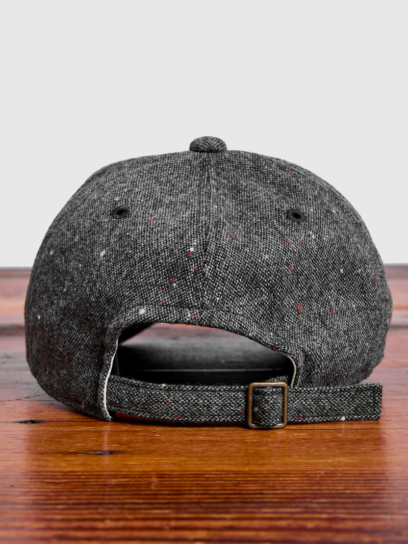Patch Tweed Baseball Cap in Charcoal